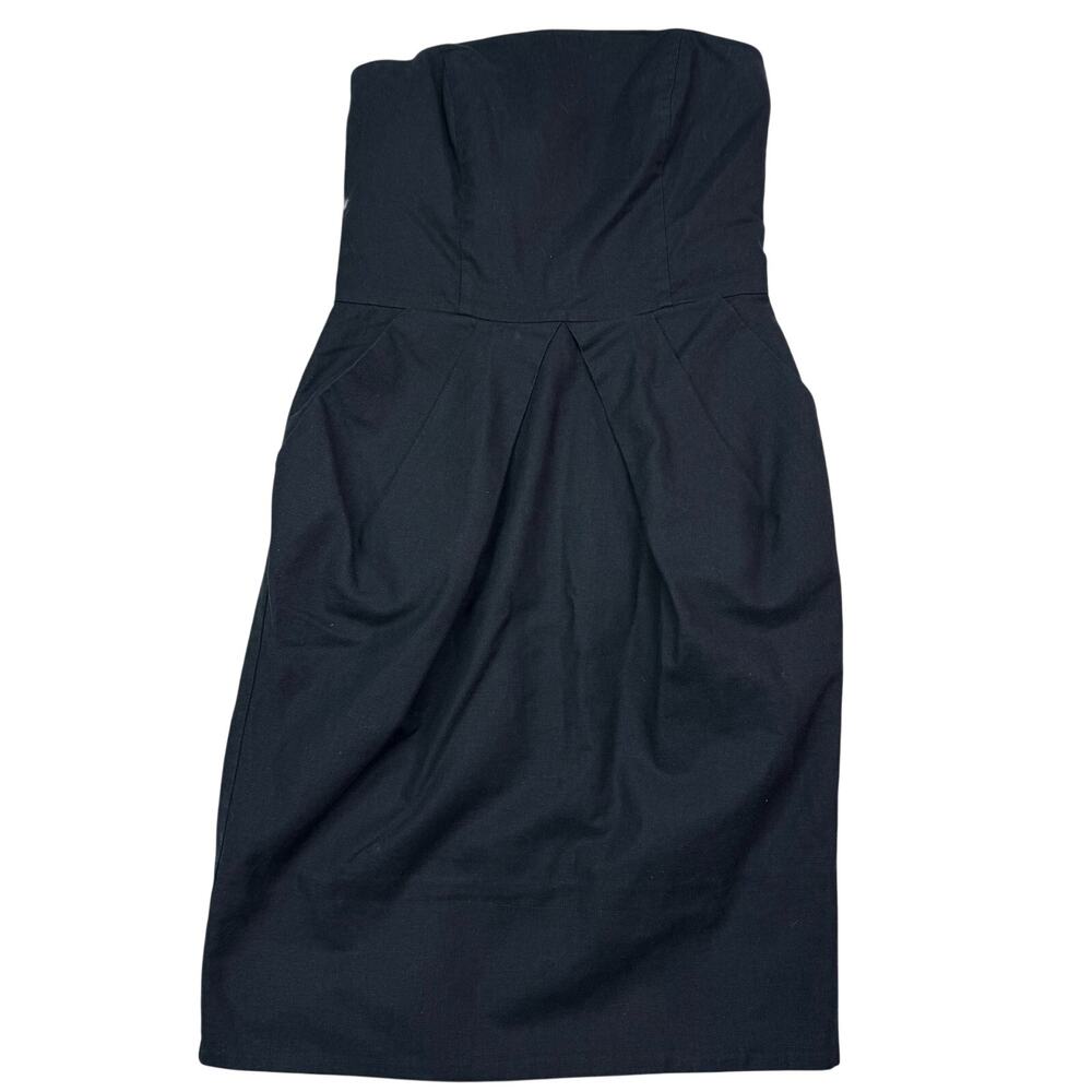 Manoush Women's‎ Strapless Linen Pleated Dress Black Size 38 (USA 6) Classic